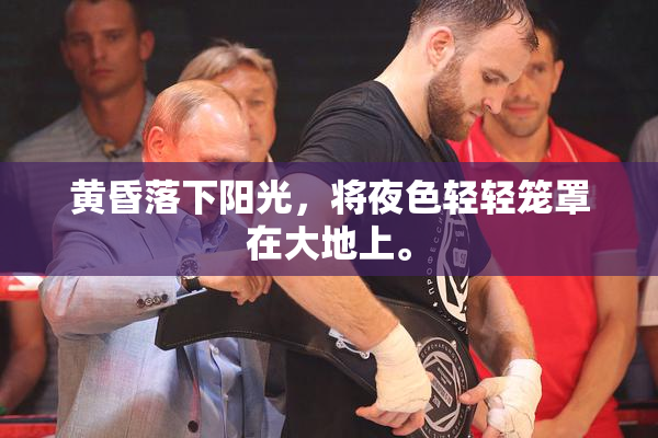 黄昏落下阳光，将夜色轻轻笼罩在大地上。