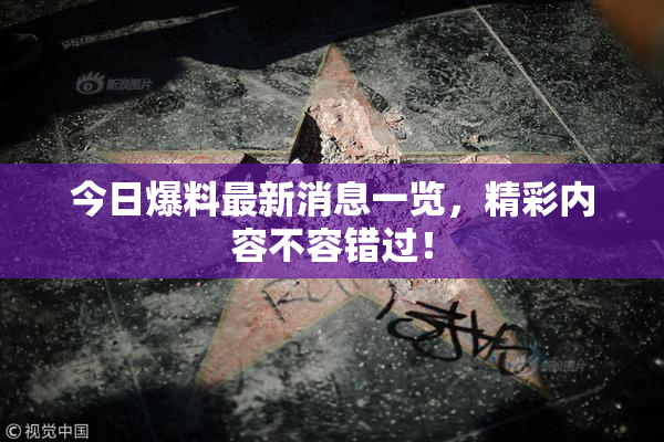 今日爆料最新消息一览，精彩内容不容错过！