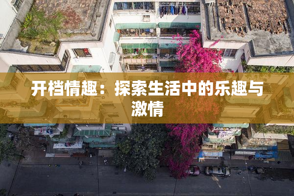 开档情趣：探索生活中的乐趣与激情