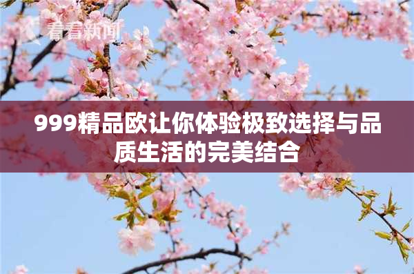 999精品欧让你体验极致选择与品质生活的完美结合