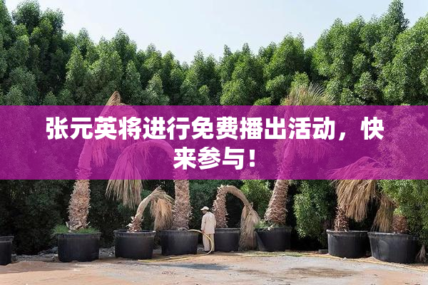张元英将进行免费播出活动，快来参与！