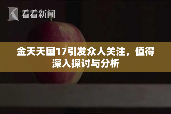 金天天国17引发众人关注，值得深入探讨与分析