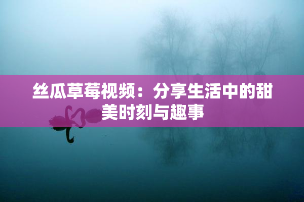 丝瓜草莓视频：分享生活中的甜美时刻与趣事