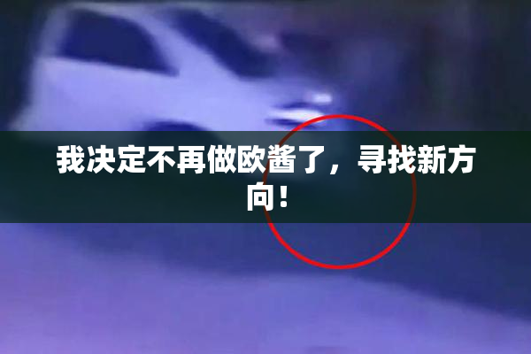 我决定不再做欧酱了，寻找新方向！