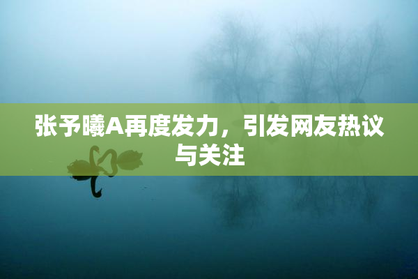 张予曦A再度发力，引发网友热议与关注