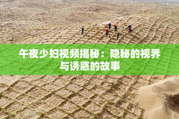 午夜少妇视频揭秘：隐秘的视界与诱惑的故事