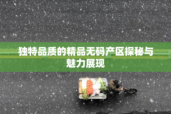 独特品质的精品无码产区探秘与魅力展现