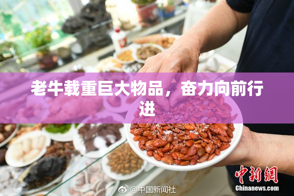 老牛载重巨大物品，奋力向前行进