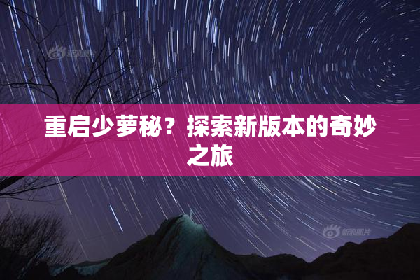 重启少萝秘？探索新版本的奇妙之旅