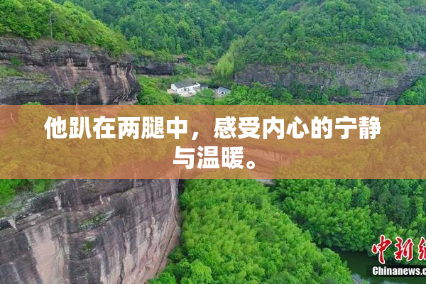 他趴在两腿中，感受内心的宁静与温暖。