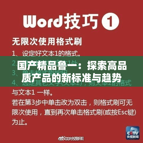 国产精品鲁一：探索高品质产品的新标准与趋势