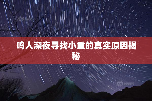 鸣人深夜寻找小重的真实原因揭秘