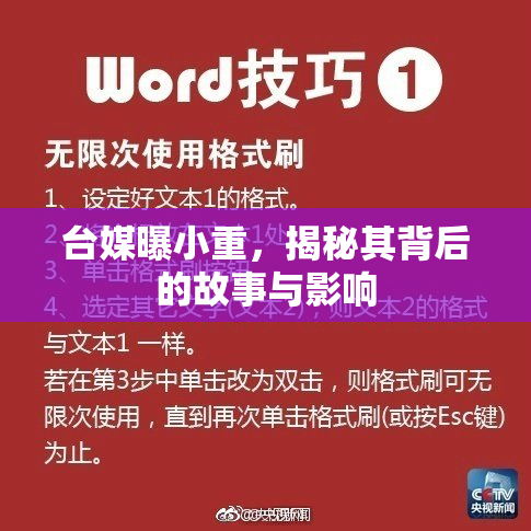 台媒曝小重，揭秘其背后的故事与影响