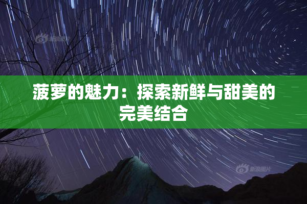菠萝的魅力：探索新鲜与甜美的完美结合