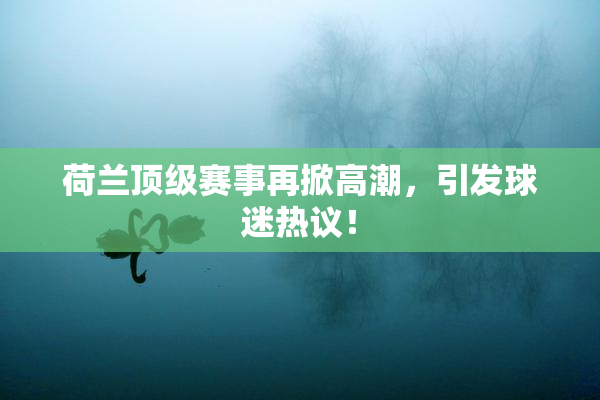 荷兰顶级赛事再掀高潮，引发球迷热议！